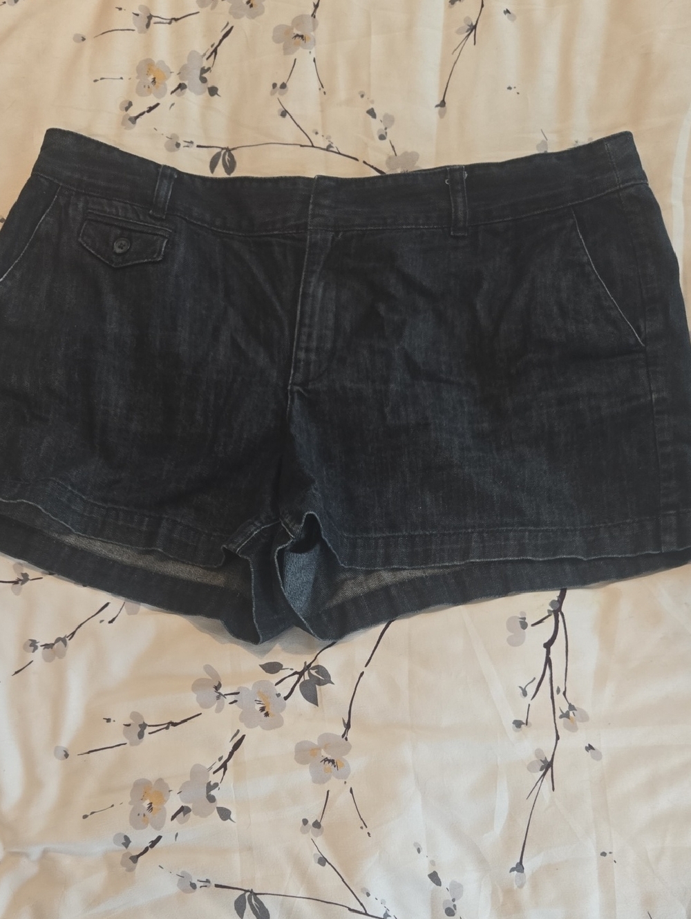 LOFT Dark Wash Denim Shorts with Folded Hem